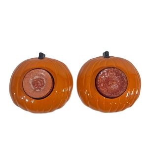 Pumkin Tea Light Holders Tabletop Metal With Tea Lights & Box Set Of 2 NOB